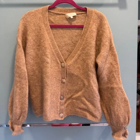 Sézane Paris Mia Button-Front Cardigan Sweater Mohair Wool Large fits XL - Picture 4 of 8